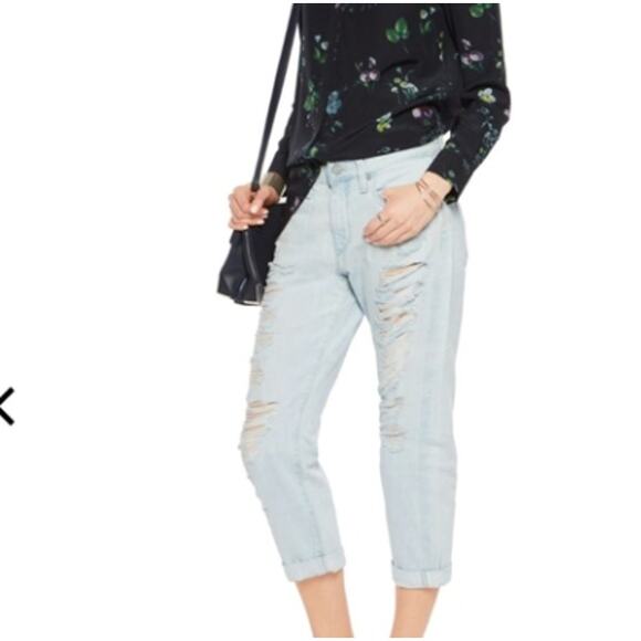 AG Adriano Goldschmied The Drew Straight Leg Boyfriend Distressed Jeans (25 R) - Picture 2 of 11